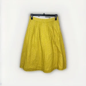 Boden Yellow Eyelet Cotton A-Line Midi Skirt UK 14 US 10 - Picture 1 of 11