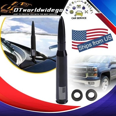 FLAG BULLET ANTENNA 50 CAL for CHEVROLET SILVERADO 1500/2500/3500/GMC SIERRA USA - Image 1 of 4