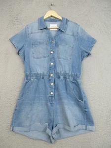Celebrity Pagliaccetto Denim Rosa Donna XL Lavaggio Leggero Snap-Up Utility Boho - Foto 1 di 14