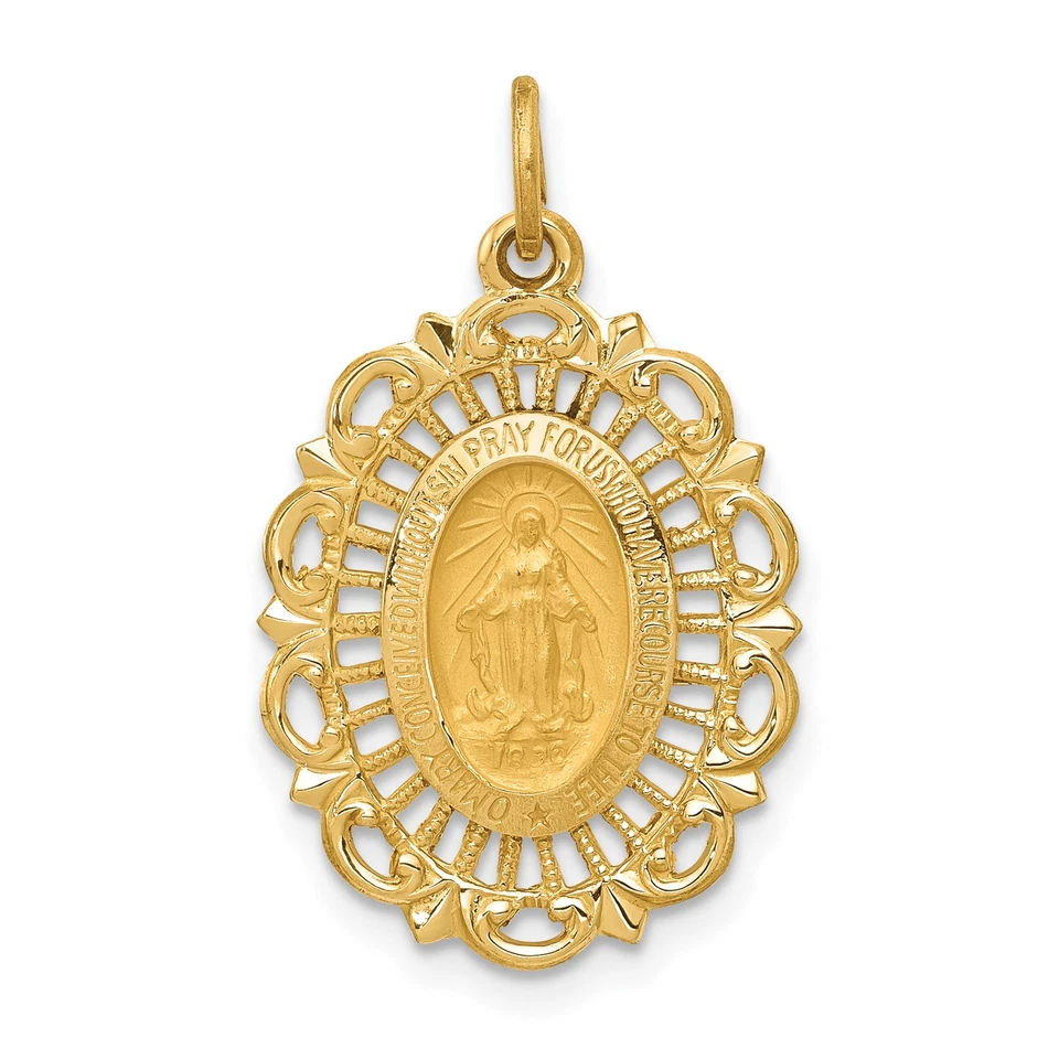Goldia 14k Yellow Gold Miraculous Medal Charm