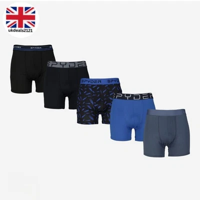 Spyder Men’s Boxer Briefs 5 Pack XL Blue Navy Performance Underwear Free UK Post