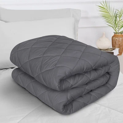 Quilted Mattress Protector Anti-Allergy Fitted Bed Cover Charcoal All Sizes - Image 1 of 3