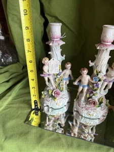 Von Schierholz Porcelain Candle Holders Spring Summer Allegory - Picture 1 of 8