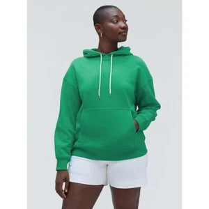 Felpa con cappuccio pullover Everlane The Track cotone biologico verde donna XS nuova - Foto 1 di 11