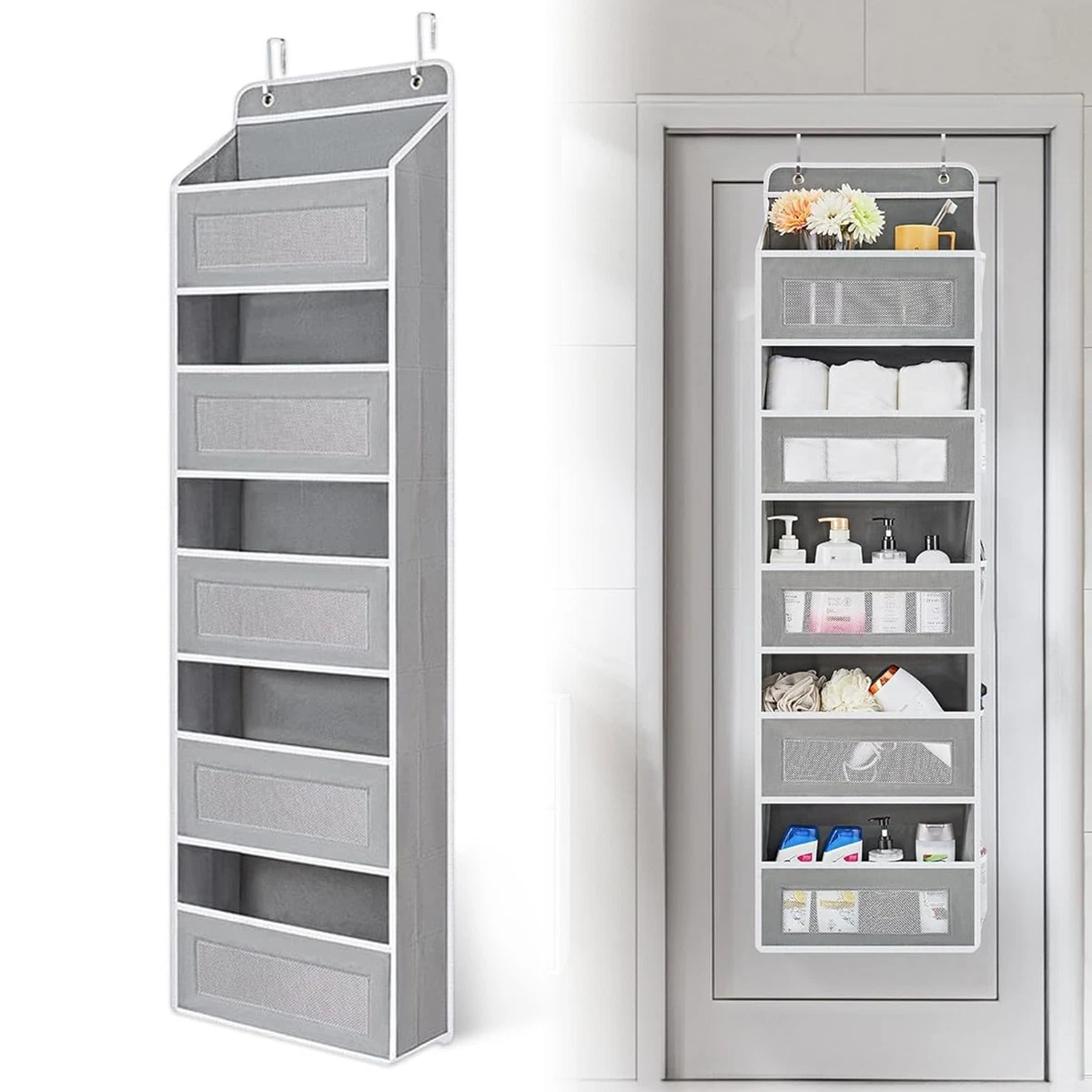 2 Stück Große Wand-Organizer-Taschen – Mit 4 Haken, 3 Taschen, Wasserdicht Für Bad, Küche & Büro