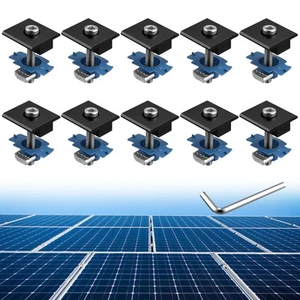 10pcs Solar Panels Mid Clamps for Unistrut, Aluminium Solar Panel Brackets 30... - Picture 1 of 8