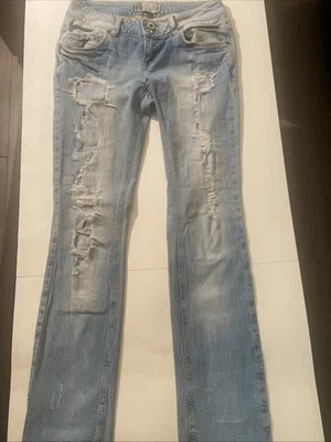 Zara Denim Rules by TRF Womens Sz 6 Denim Blue Jeans Distressed & Destroyed - Image 1 of 4