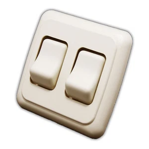 Double 2 Gang On-Off 12 volt Almond Light Switch - RV Camper Trailer Marine Boat - Picture 1 of 3
