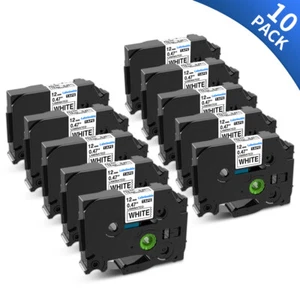 Cinta para hacer etiquetas blanca 1/2" TZ-231 TZe-231 PT-D210 10PK para Brother P-Touch 12 mm - Imagen 1 de 8
