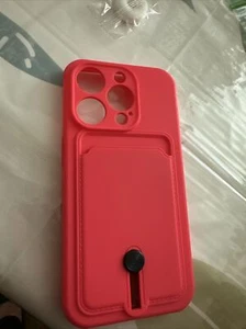RED Shockproof Wallet Card Holder Rubber Case For iPhone 15 Pro - Picture 1 of 2