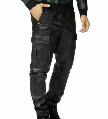 Men's Leather Pant Genuine  Lambskin BIKER CARGO PANT Trousers PANT-15 - Image 1 of 4