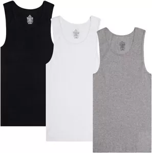 Lot 3-12 Packs Men 100% Cotton Ribbed Tank Top A-Shirt Wife Beater Undershirts - Picture 1 of 17
