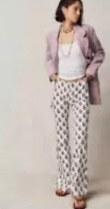 Free People Penny Pull On Flares Jeans Printed Floral Ivory Rose Combo 28 NEW - Picture 1 of 8