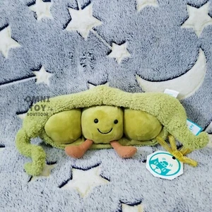 Jellycat AMUSEABLE PEA IN A POD NWT Plush Toy Gift Stuffed Vegetable Food Fun - Picture 1 of 8