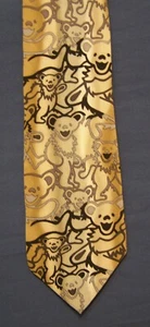 Grateful Dead Dancing Bears II 3. Set Seidenkrawatte schwarz & grau auf Silber & Gold - Bild 1 von 4
