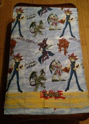 1996 YUGIOH YU-GI-OH LET'S DUEL TWIN FLAT BED SHEET 60"x95"  - Image 1 of 4
