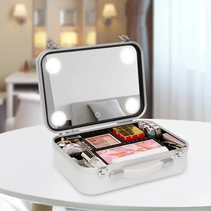 Dimmbar LED Licht Spiegel Frauen Kosmetiktasche Reise Make-up Koffer Organizer Groß - Bild 1 von 8
