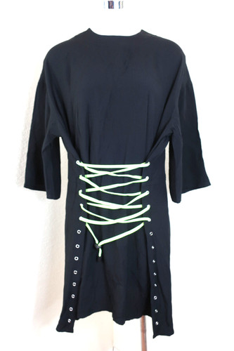 Abito lungo classico nuovo con etichette Versus Versace nero cravatta corda pizzo taglia piccola 42 4 6