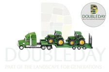 John Deere Siku Lorry & Low Loader Trailer & Two John Deere Tractors 1:87 Scale