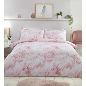 Blush Marble Effect Single Double King Duvet Cover Bed Set Pillowcase - Picture 1 of 1