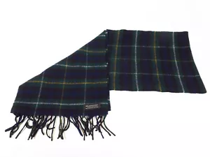 Green, Black and Yellow Tartan Merino Wool Scarf, 11" x 55", Made in England - Picture 1 of 3