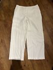 M&S COLLECTION WIDE LEG WHITE TROUSERS FLAX LINEN SIZE 18 R