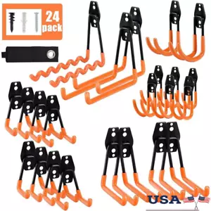 Heavy Duty Garage Hooks 24 Pack Wall Mount Hanger Organizer Tool Bike Storage US - Picture 1 of 7