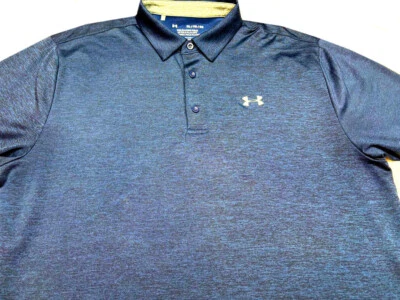 Under Armour Mens Pullover Knit Short Sleeve Poly Navy Polo Shirt X Large XL - Image 1 of 3