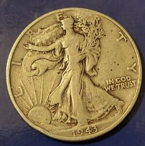 1943 50C Walking Liberty Half Dollar Vf Condition