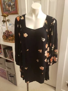 billabong dress medium Floral Navy Blue Empire Waist Relaxed  - Picture 1 of 9