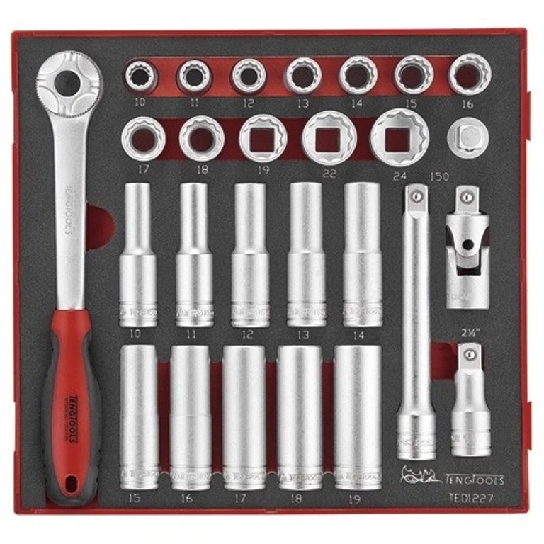 TENG TOOLS TOOL SET 27 PIECE 1/2 DRIVE SOCKET SET 10mm - 24mm - Image 1 of 1