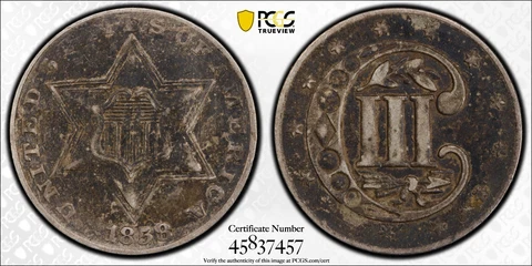 1858 THREE CENT SILVER PCGS VERY CHOICE VERY FINE 30 QUITE ORIGINAL DARK STEELY Cover