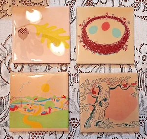 Set of 4 Ceramic Coasters Country Living Foam Backing 4.25" - Picture 1 of 6