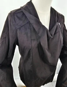 Blank NYC Women's Black Drape Front Faux Suede Jacket Size Large - Picture 1 of 9