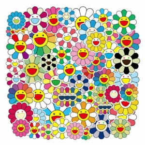 50Pcs Vinyl Sticker Takashi Murakami Flower Rainbow Skateboard Laptop Decal Pack - Picture 1 of 9
