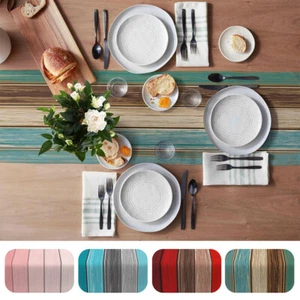 Gradient Stripe Printed Linen Tablecloth Table Runner Decoration Home Textile` ➳ - Picture 1 of 16