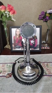 Astatic Silver Eagle Desktop Microphone... working...needs cleaning...cord nice. - Photo 1/5