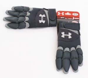 Under Armour Gray Playmaker Full Finger All Purpose Football Gloves Youth Boy's - Picture 1 of 2