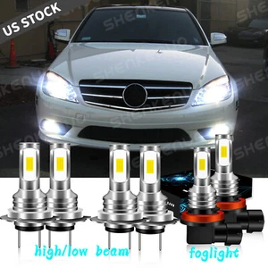 Faro delantero LED + bombillas antiniebla para Mercedes Benz C300 350 2008 2009 2010 - Imagen 1 de 12