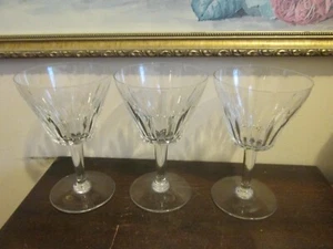 Baccarat France Lorraine Cut Crystal Set Of 3 Wine Water Glasses Goblet 6 1/8" - Picture 1 of 7
