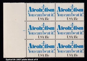 1981 Alcoholism Sc 1927 18c MNH premium floating plate block of 6 - Typical - Picture 1 of 1