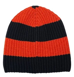 J. Gorro Press University tejido a rayas acanalado lana Princeton negro/naranja - Imagen 1 de 3