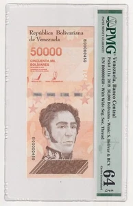 Venezuela 50000 Bolivares 2019 P111a UNC PMG Graded 64 Low Serial B00000450 - Bild 1 von 3