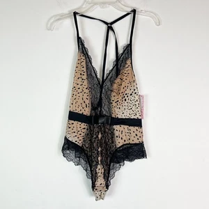 Jezebel NWT Cheetah Print Henny Lace Accent Lingerie Bodysuit Size S - Picture 1 of 5