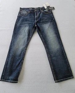 True Luck Jeans Men`s Size 36x30 Blue Denim Bootcut Stretch Western Embroidered - Picture 1 of 11