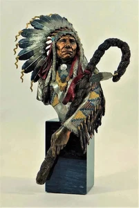 Christopher Pardell Red Cloud Indian Bronze Bust - Picture 1 of 8