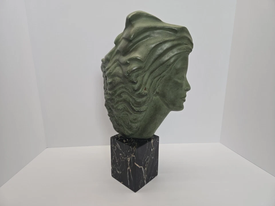 Peggy Mack Copyrite 1971Sculpture of Sea Goddes On Marble Base - Image 1 of 4