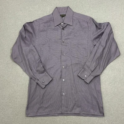 Ermenegildo Zegna Men's Med Gray Checkered Dress Shirt Button-Up Made In Italy - Image 1 of 4