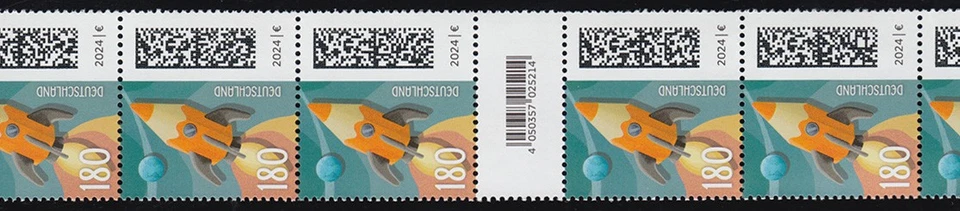 3870 Raketenpost 180 C. aus 200er, 11er Rollenende mit 3 KLEINEN CF, ** - Bild 1 von 1