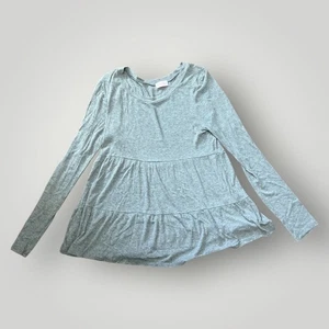 Pink Lily Heather Gray Long Sleeve Peplum Top Womens Size Small Soft Lightweight - Picture 1 of 4